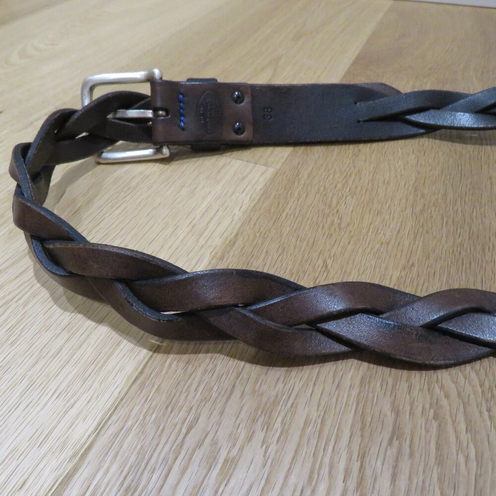 PHANTASMAGORIA LEATHER Dylan Braided Leather Belt in Dark Brown Western Size 38 - Picture 5 of 12